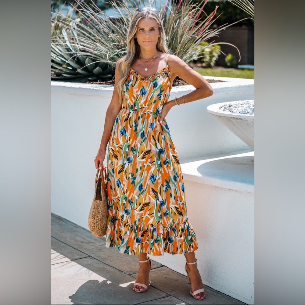 CUPSHE Abstract V Neck Dress